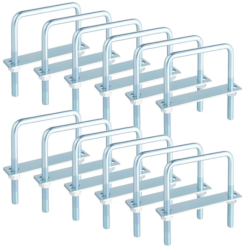 AOKLIT Store 12 Pcs Square U Bolt 4 inch Wide Zinc Plated, U Bolt Carbon Steel for Sailboat Trailers, Tube, Industrial Supplies(3/8" x 4" x 5"') - Image 1